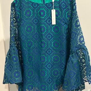 Trina Turk Vibrant Blue and Green Floral Dress